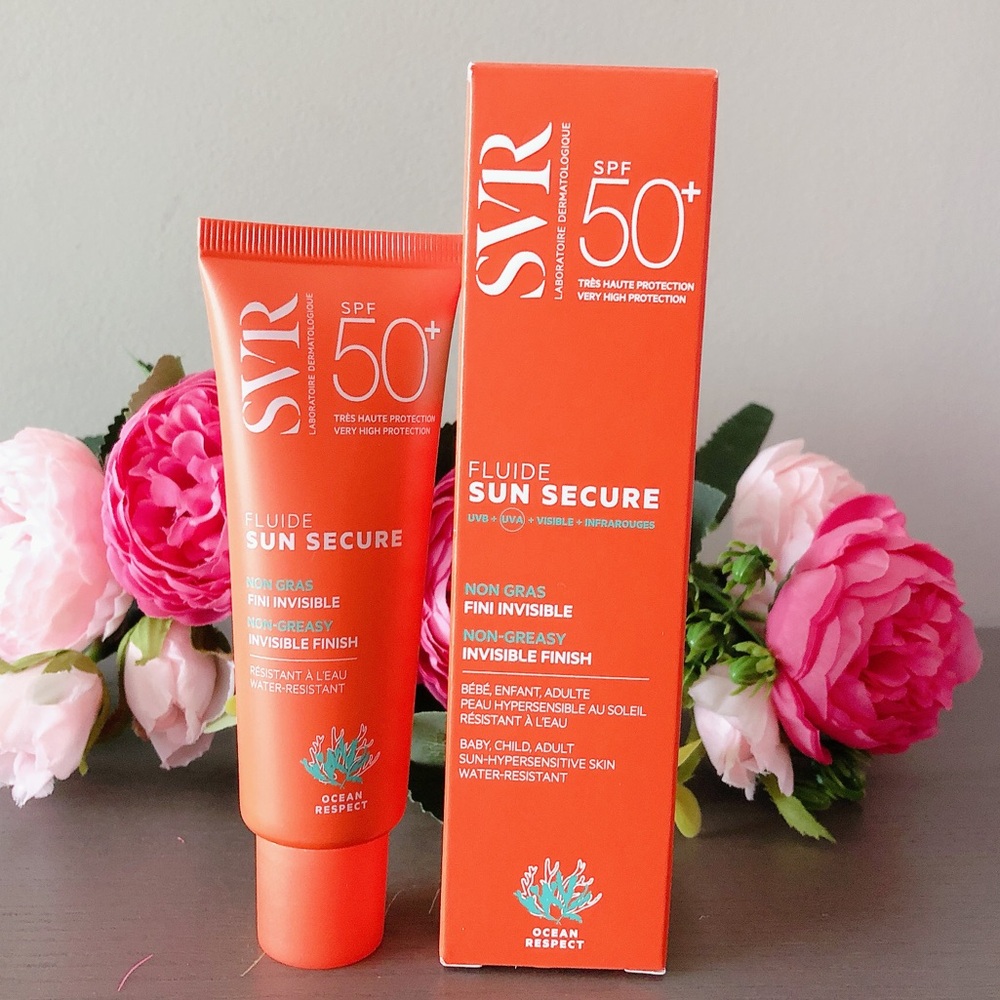 SVR Fluid Sun Secure Sunsceen Dry Touch Invisible SPF 50+ 50 mL French beauty